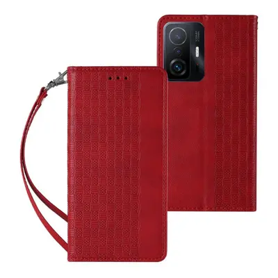 MG Magnet Strap bőr könyvtok Xiaomi Redmi Note 11 Pro 4G/5G, piros