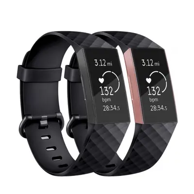 BStrap Silicone Diamond (Small) szíj Fitbit Charge 3 / 4, black (SFI008C01)