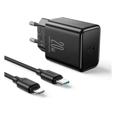 Joyroom JR-TCF06 hálózati töltő USB-C 20W + kábel USB-C / Lightning, fekete