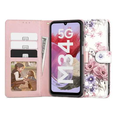 Tech-Protect Wallet könyv tok Samsung Galaxy M34 5G, blossom flower