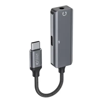 Tech-Protect Ultraboost adapter USB-C - 3.5mm jack / USB-C, szürke