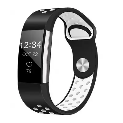 BStrap Silicone Sport (Large) szíj Fitbit Charge 2, black/white (SFI003C04)