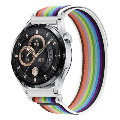 BStrap Velcro Nylon szíj Huawei Watch GT2 Pro, white rainbow (SSG029C0407)