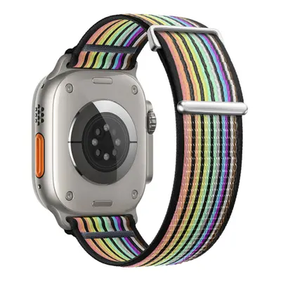 BStrap Velcro Nylon szíj Apple Watch 42/44/45mm, black rainbow (SAP016C18)