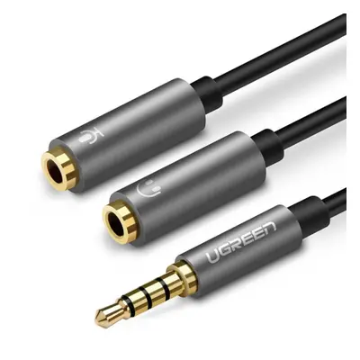 Ugreen Splitter audio kábel 3.5mm mini jack 20cm, szürke