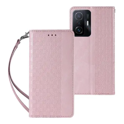 MG Magnet Strap bőr könyvtok Samsung Galaxy A12 5G, rózsaszín