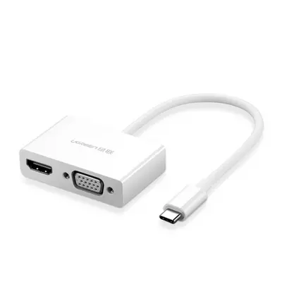 Ugreen MM123 adapter USB-C - HDMI / VGA, fehér (MM123)