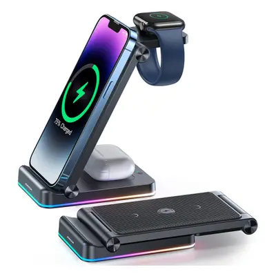 Joyroom 3in1 vezeték nélküli töltő Mobil / Apple Watch / AirPods 15W, fekete (JR-WQN01)