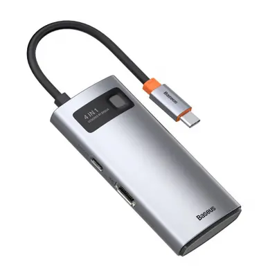 Baseus Metal Gleam HUB adapter USB-C - USB-C PD 100W / HDMI 4K / 1x USB 3.2 / 1x USB 2.0, szürke