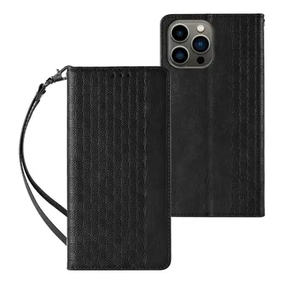 MG Magnet Strap bőr könyvtok iPhone 12 Pro, fekete