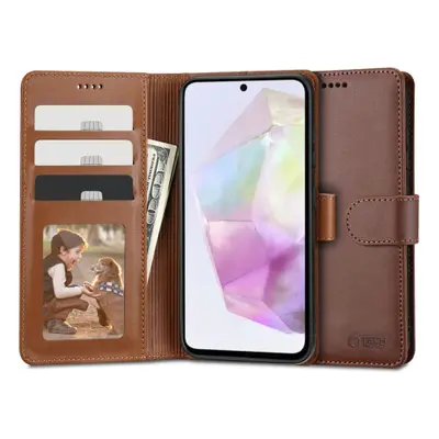 Tech-Protect Wallet könyv tok Samsung Galaxy A35 5G, barna