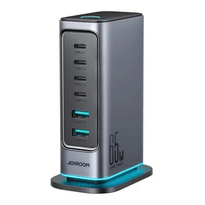 Joyroom JR-TCM02 GaN hálózati töltő 4x USB-C / 2x USB 65W, szürke