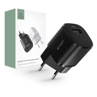 Tech-Protect C20W hálózati töltő adapter USB / USB-C 20W QC PD, fekete