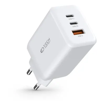 Tech-Protect Multi Port hálózati töltő adapter USB / 2x USB-C QC 65W, fehér