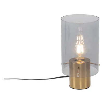 Vintage asztali lámpa sárgaréz füstüveggel - Vidra
