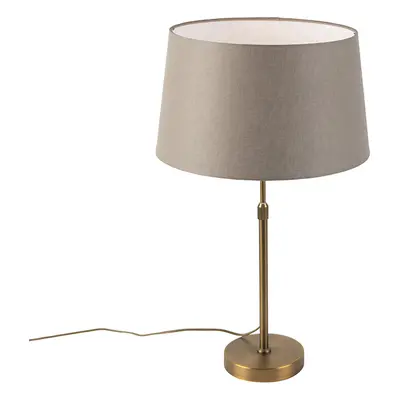 Bronz asztali lámpa vászon árnyalatú taupe 35cm - Parte