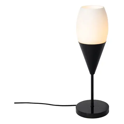 Modern asztali lámpa fekete opálüveggel - Drop