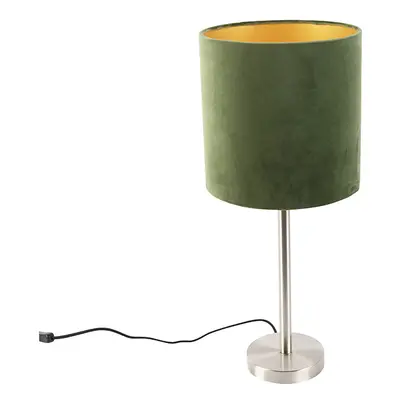 Asztali lámpa acél, zöld árnyalattal, 25 cm - Simplo