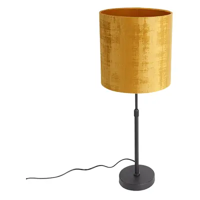 Asztali lámpa fekete bársony árnyalatú arany 25 cm állítható - Parte