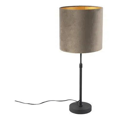 Asztali lámpa fekete, velúr árnyalatú, arany színű, 25 cm - Parte