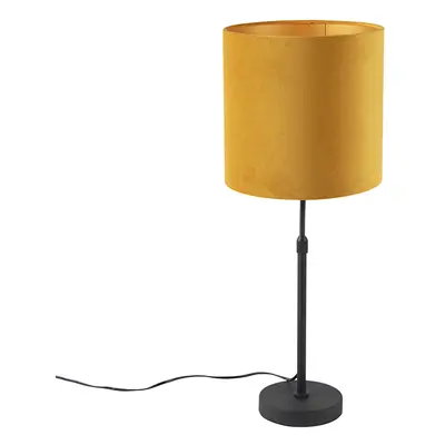 Asztali lámpa fekete bársony árnyalatú sárga, arany 25 cm - Parte