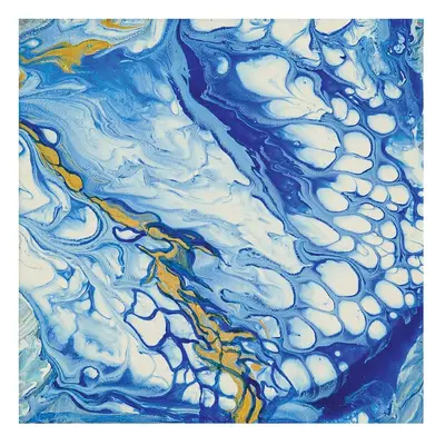 Poszter, fluid art, keret nélkül, 30x30 cm, kék-fehér - AQUIFERE - Butopêa