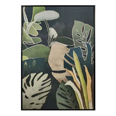 Keretezett falikép, monstera levelek, 60x90 cm, zöld-fekete - NUIT CALINE - Butopêa