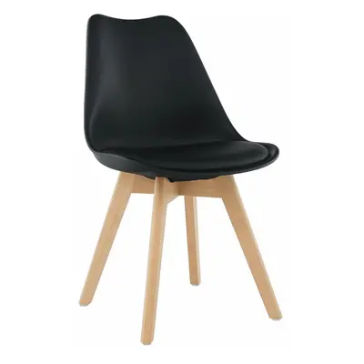 Modern műanyag szék üléspárnával, bükk - fekete - CARDIFF - Butopêa