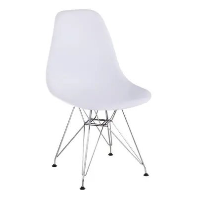 Modern műanyag szék fém lábbal, fehér - UPPSALA - Butopêa