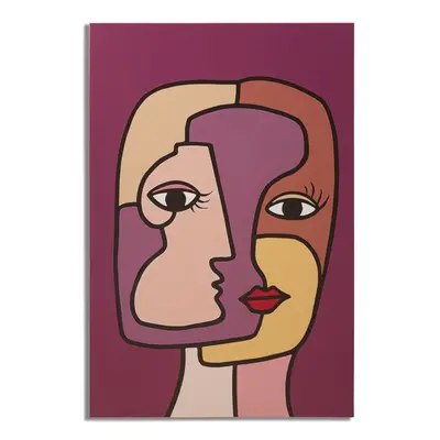 Vászon falikép 60x90 cm, absztrakt arckép, bordó - A LA 3 - Butopêa