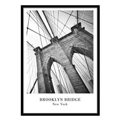 Keretezett falikép, Brooklyn Bridge, 50x70 cm, fekete-fehér - NYC - Butopêa