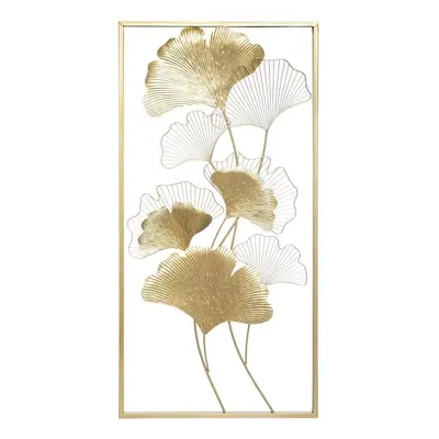 Fém fali dekoráció arany ginkgo, 50x100 cm - GINGKO - Butopêa