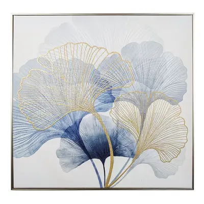 Keretezett falikép, ginko bileba levelek, 62x62 cm, kék-arany - REVE BLEU - Butopêa