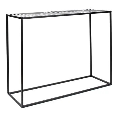 Konzol, mintás, fém, fekete, 100 cm - CUBIQUE - Butopêa