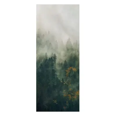 Kárpátok erdőit ábrázoló tapéta, 100x250 cm, fenyőzöld - FORET BRUMEUSE - Butopêa