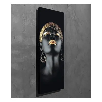 Vászon falikép, 30x80 cm női arc fekete arany - LA FEMME - Butopêa