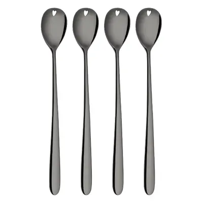 Szívecskés lattés kanalak szürke 4 db-os készlet – Love Cutlery – szürke