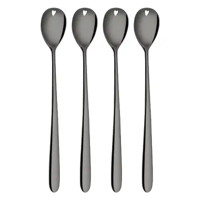 Szívecskés lattés kanalak szürke 4 db-os készlet – Love Cutlery – szürke - 116627