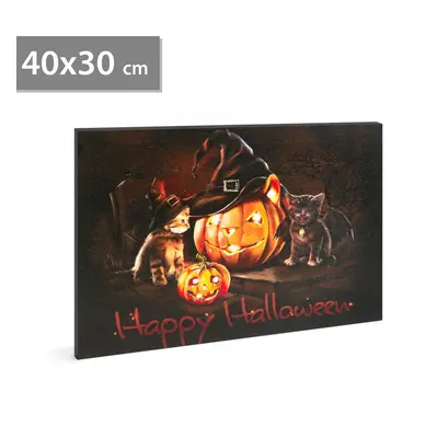 Halloween-i LED-es hangulatkép fali akasztóval (2 x AA, 40 x 30 cm)