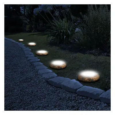 LED-es leszúrható szolár lámpa (köves, melegfehér, 12 x 12 x 2,5 (+11) cm)