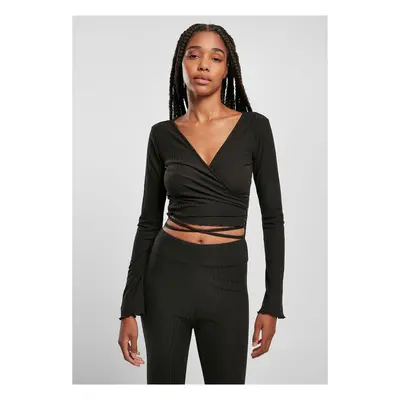 Urban Classics Ladies Cropped Rib Wrapped Longsleeve black