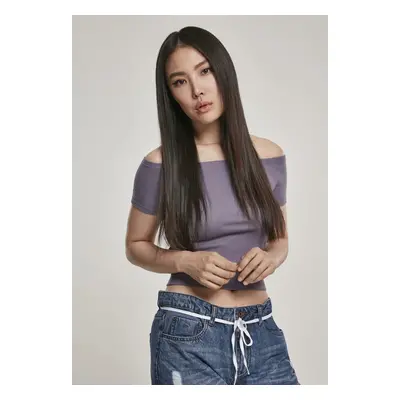 Urban Classics Ladies Off Shoulder Rib Tee dustypurple