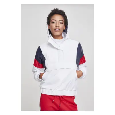 Urban Classics Ladies 3-Tone Padded Pull Over Jacket white/navy/fire red