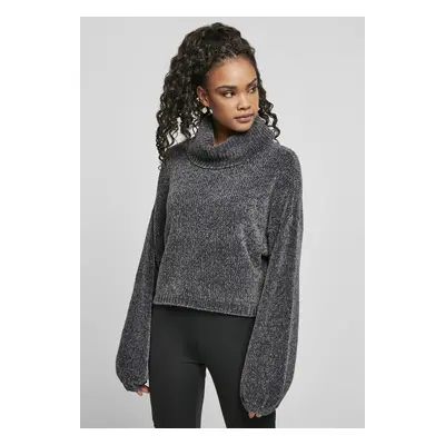 Urban Classics Ladies Short Chenille Turtleneck Sweater asphalt