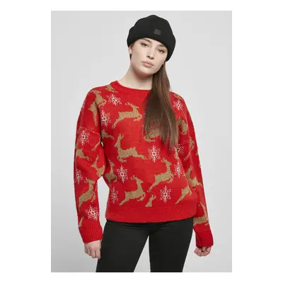 Urban Classics Ladies Oversized Christmas Sweater red/gold