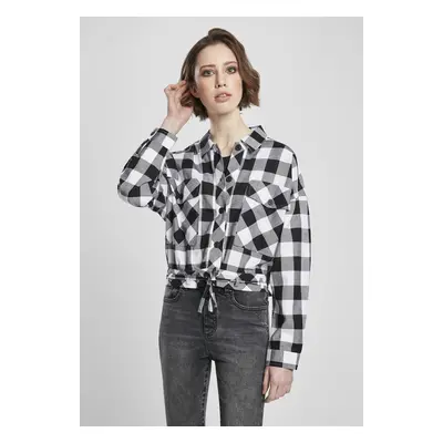 Urban Classics Ladies Short Oversized Check Shirt black/white