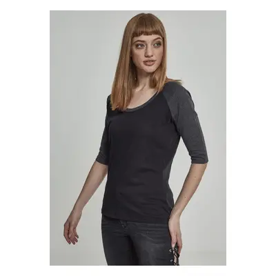 Urban Classics Ladies 3/4 Contrast Raglan Tee black/charcoal