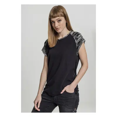 Urban Classics Ladies Contrast Raglan Tee black/darkcamo