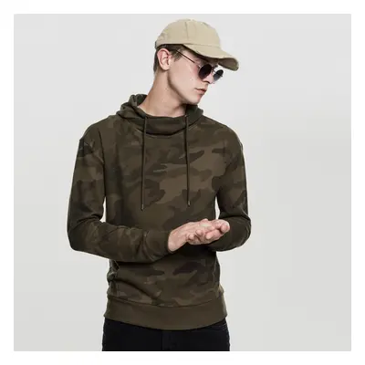 Pulóver Urban Classics High Neck Camo Hoody olive camo