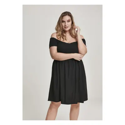 Urban Classics Ladies Smoked Off Shoulder Dress black